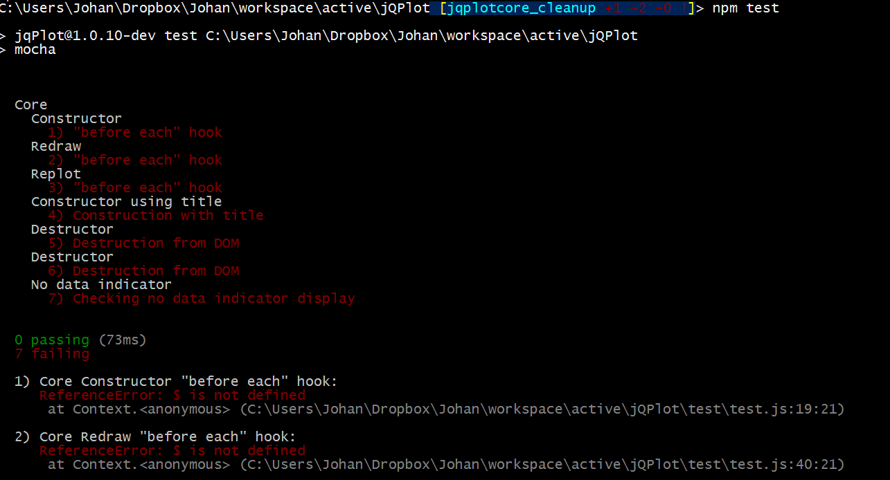 Screenshot: test npm works without require jquery